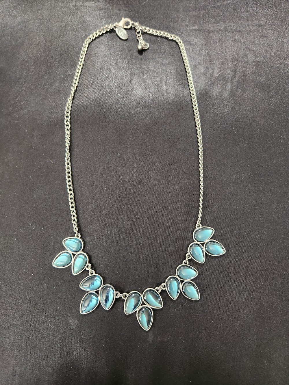 Charming Charlie Silver-Tone Necklace with Teal Stone Drops